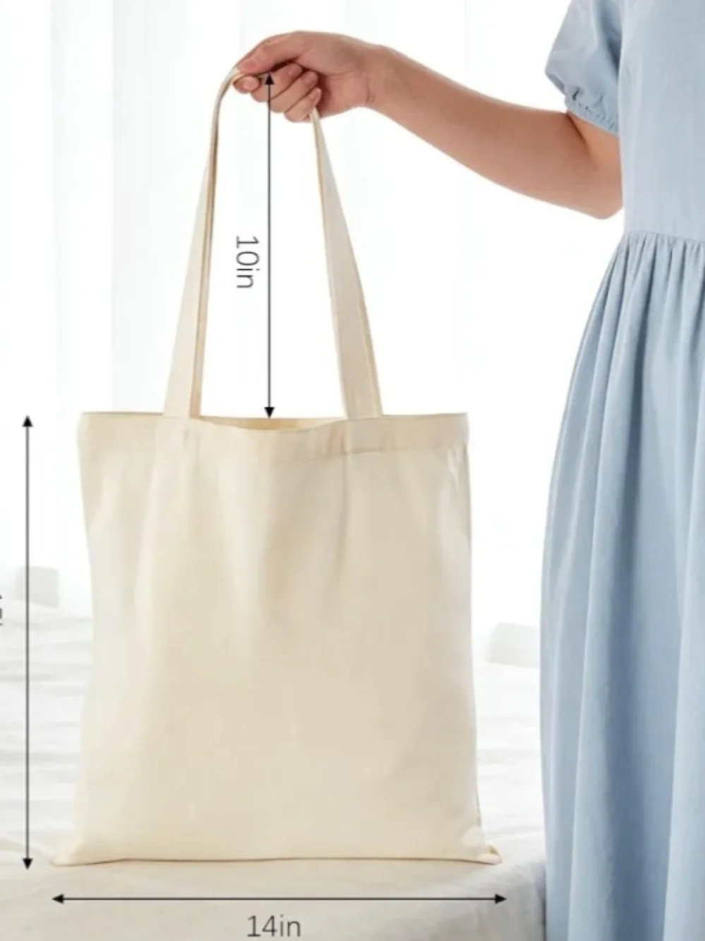 Hand-Painted Canvas Tote with Blue Panel & Cactus Eye Art